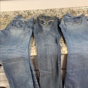 Lot of 3 jeans silver, rock revival and big star